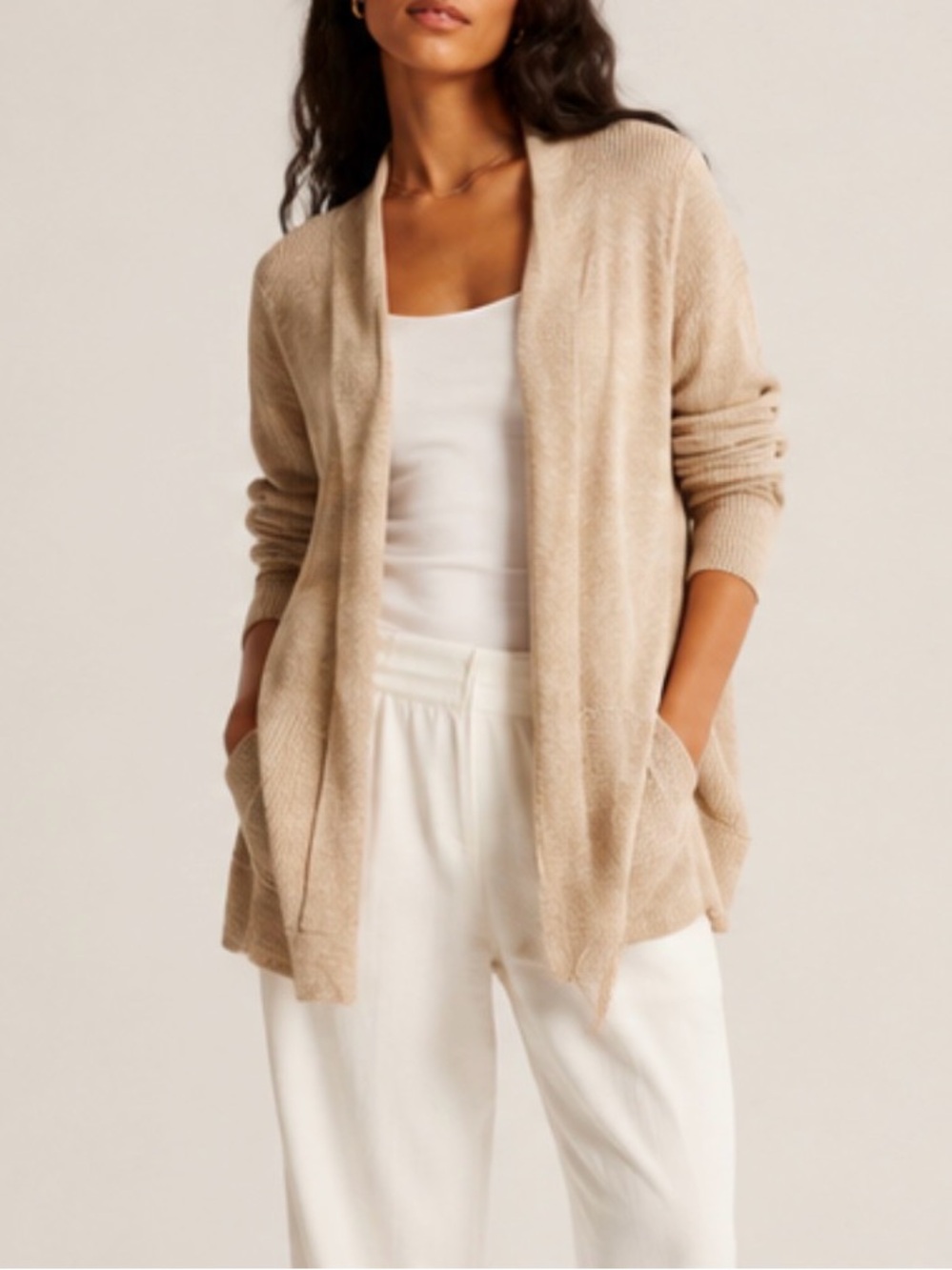 EILEEN FISHER Organic-Linen & Organic-Cotton Long Cardigan Size PL